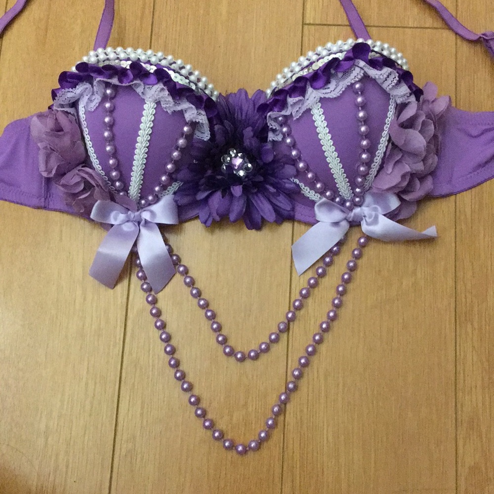 EDC Purple Flower Rave Bra